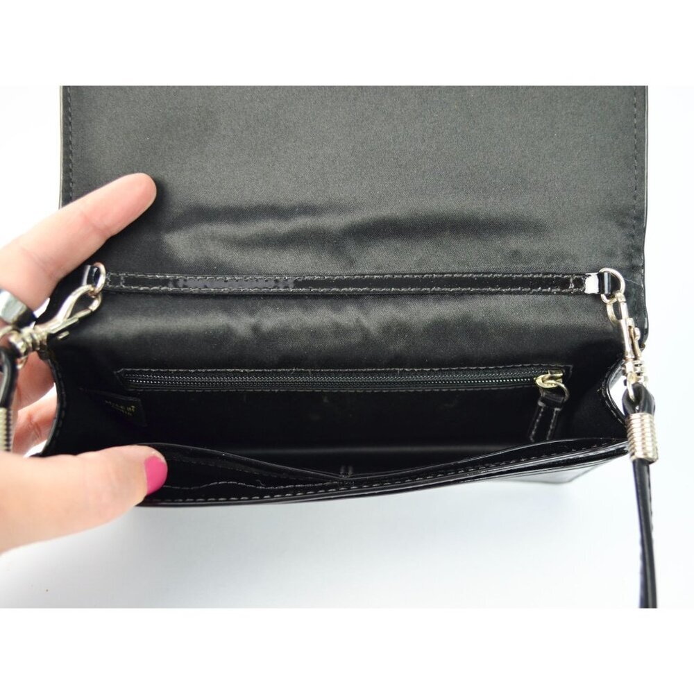 Coach Signature Clutch Wallet Black Silver Detail Crossbody Bag Removable Strap - Picture 8 of 8